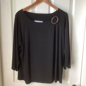 SAG HARBOR: black 3/4 sleeve silky blouse 2X